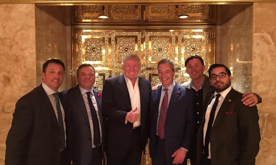 Arron Banks, Donald Trump, Nigel Farage and Andy Wigmore meet Donald Trump at Trump Tower.