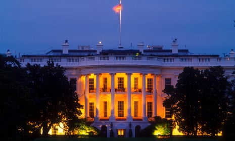 White House facade illuminated at night