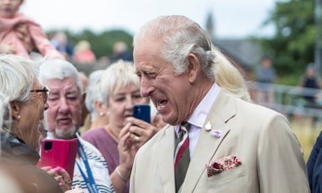 King Charles III meets members of the public at Theatr Brycheiniog Brecon, Wales, on 20 July.