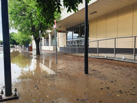 Floodwater slowly receding in Moree on Monday.