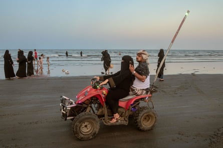 Gatherings on the beach, for horse riding, quad riding, kiting, swimming, or simply walking and chatting seem to be the only moment of leisure for an exhausted population, Yemen, 2021