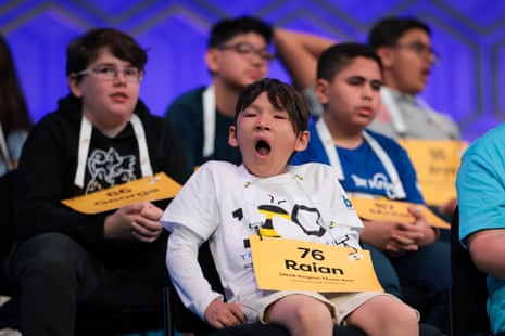 Raian Timur, 10, of Greenwood, Indiana, yawns while awaiting his turn during Tuesday’s preliminaries.