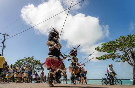 People march to celebrate both Mabo Day and Zenadth cultural festival on Thursday Island, Torres Strait.