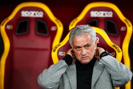 José Mourinho in the dugout during his time as Roma head coach.