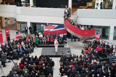 Keir Starmer delivering his speech at the Co-Operative Group HQ in Manchester this morning.
