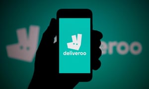 An iPhone which displays the Deliveroo logo.