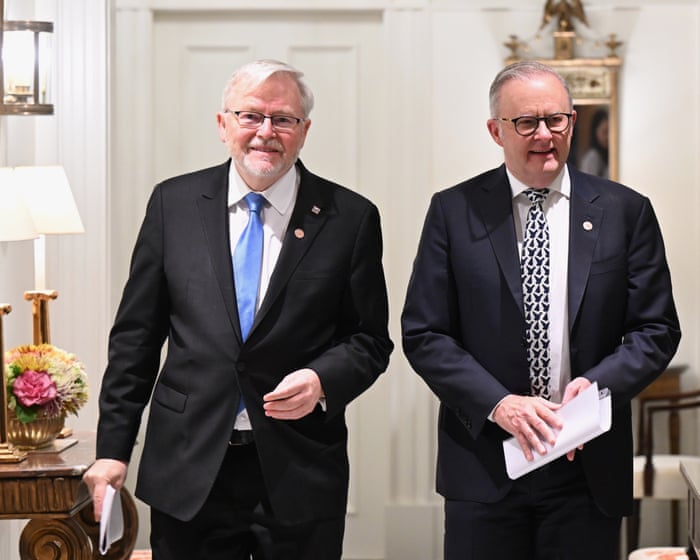 Albanese backs Rudd to keep role despite Trump criticism, saying ambassador ‘works his guts out’ in DC