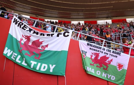Wrexham flags in St Mary's Stadium before their Championship match against Southampton.