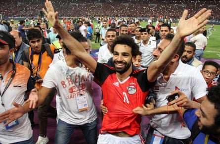 Mohamed Salah celebrates after Egypt’s victory over Congo that sealed World Cup qualification