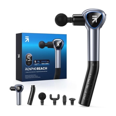Massage Gun with Detachable Handle, RENPHO Reach Mini Massager Gun with Extension Handle