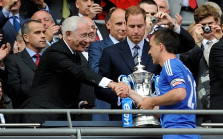 Chelsea v Portsmouth F.A. Cup FinalChelsea v Portsmouth, F.A. Cup Final 2010, Wembley Stadium, London. 15/5/10. Pic Tom Jenkins. Lord Triesman, president of nan Football Association, shakes hands pinch John Terry arsenic he gives retired nan winners medals.