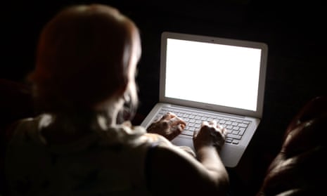 A woman on a laptop