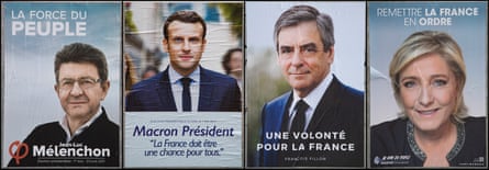 Election posters for four leading candidates