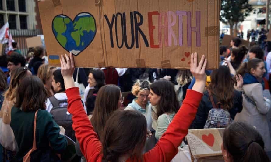 Students protest about government climate inaction in Toulouse, France.