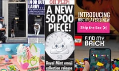 Larry’s catflap, Hello Fresh’s Unicorn Box, a new 50pence piece, the iPlayer’s new Skip the Sex button and Lego’s Find My Brick
