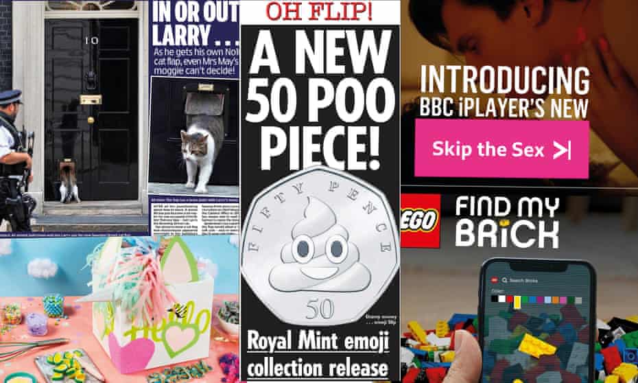 Larry’s catflap, Hello Fresh’s Unicorn Box, a new 50pence piece, the iPlayer’s new Skip the Sex button and Lego’s Find My Brick