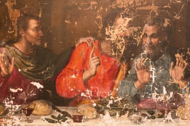 Before restoration – detail from the Last Supper.