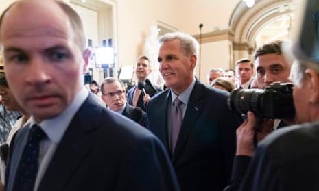 Kevin McCarthy leaves the House after being removed as speaker.