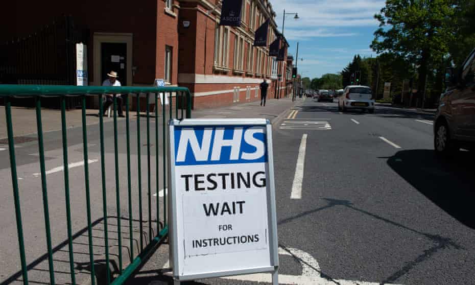 A temporary coronavirus testing centre for NHS workers, set up at the Ascot racecourse, Berkshire.