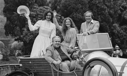 Chitty Chitty Bang Bang, the magical car from Ian Fleming’s story, as designed by Peter Lamont, right, for the 1968 film. With him are, from left, Amanda Slayton, Michaela Pain and, front, Albert Broccoli, the film’s producer.