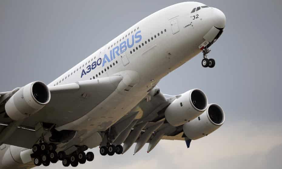 an airbus A380 takes off