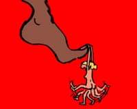 a woman being dangled off a foot