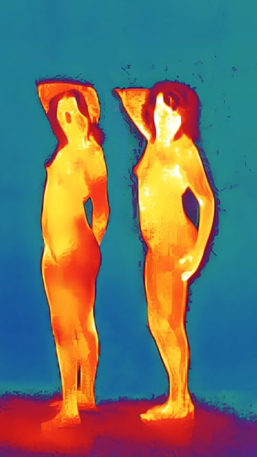 A thermal vision of two nude people