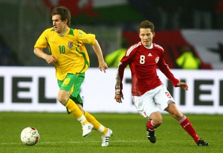 Aaron Ramsey makes his Wales debut against Denmark in 2008