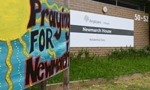 Signs and flowers left at the entrance to Anglicare’s Newmarch house aged care home during the outbreak in May. The royal commission heard the government had not learned the lessons of the outbreak.