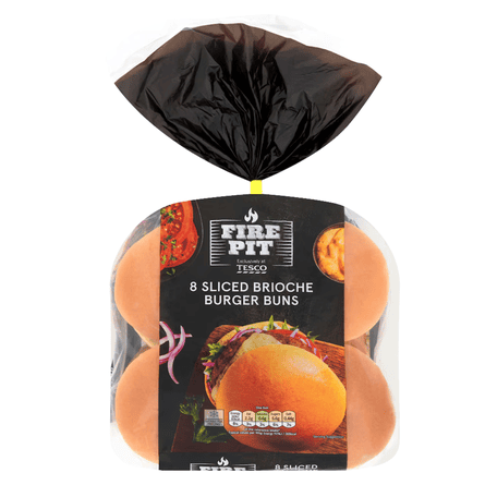 Tesco Fire Pit eight sliced brioche burger buns