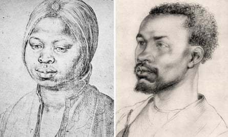 Albrecht Dürer’s Portrait of Katharina, 1521; and Portrait of an African, 1508.