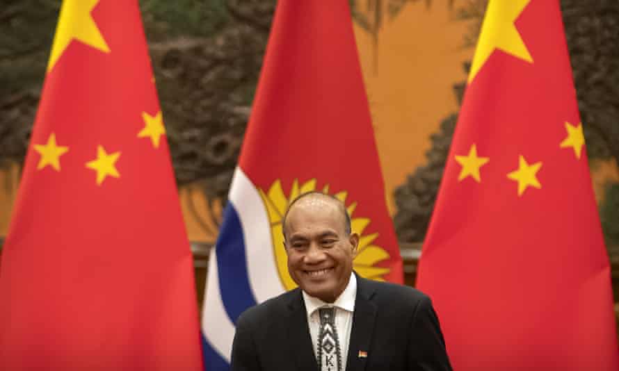 The President of Kiribati Taneti Maamau, pictured here in the Great Hall of the People in Beijing, China. Maamau’s government switched allegiance from Taipei to Beijing in 2019.