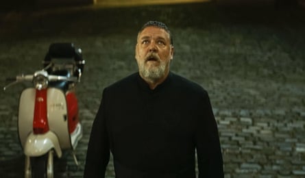 Crowe as Father Gabriele Amorth in The Pope’s Exorcist.