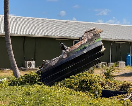 The remains of the fishing boat that Ricky Joseph was on.