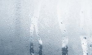 Closeup of rain on a window.