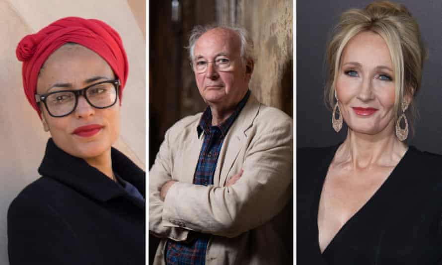 Zadie Smith, Philip Pullman and JK Rowling.