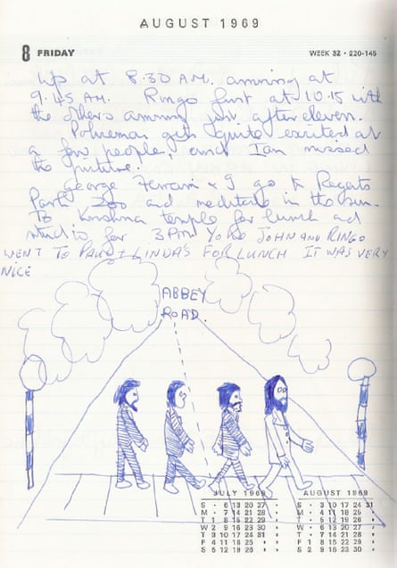 Mal Evans’s drawing of the Abbey Road cover shoot, from his diary.
