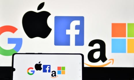 Logos for Google, Apple, Facebook, Amazon and Microsoft.