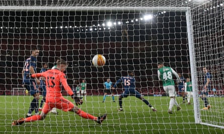 Kohya Kitagawa of Rapid Vienna scores