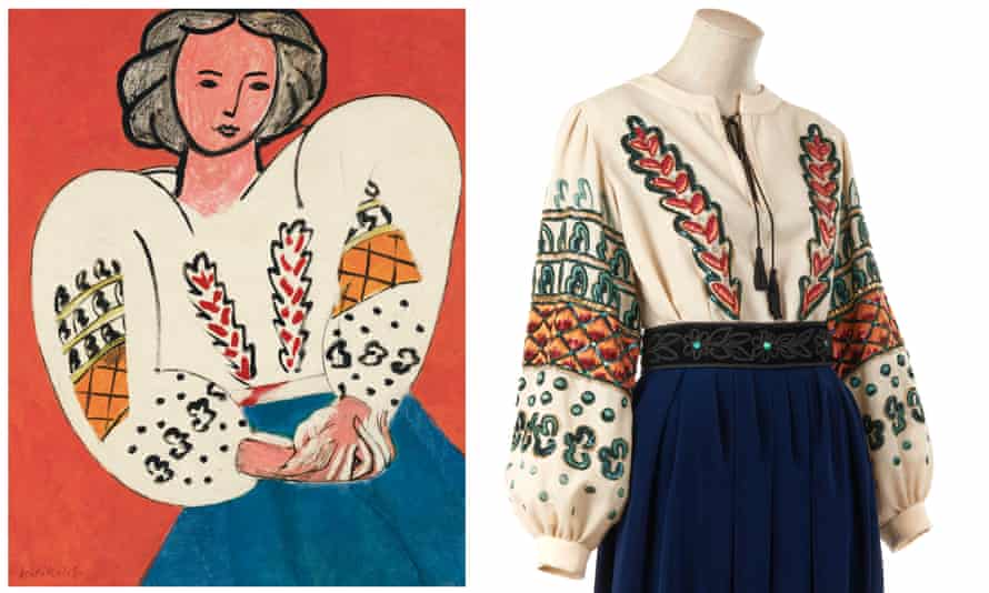 A fall / winter 1981 ensemble inspired by Henri Matisse's La Blouse Roumaine (1940).