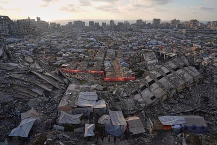 A tent camp seen from above