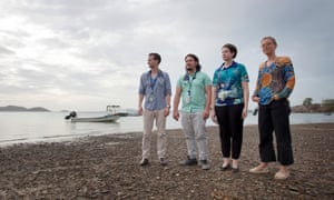(l- r) Dr James Allin, Dr Benjamin McIntosh, Dr Kelly McIntosh and Dr Ineke Wever, Torres Strait, Australia.