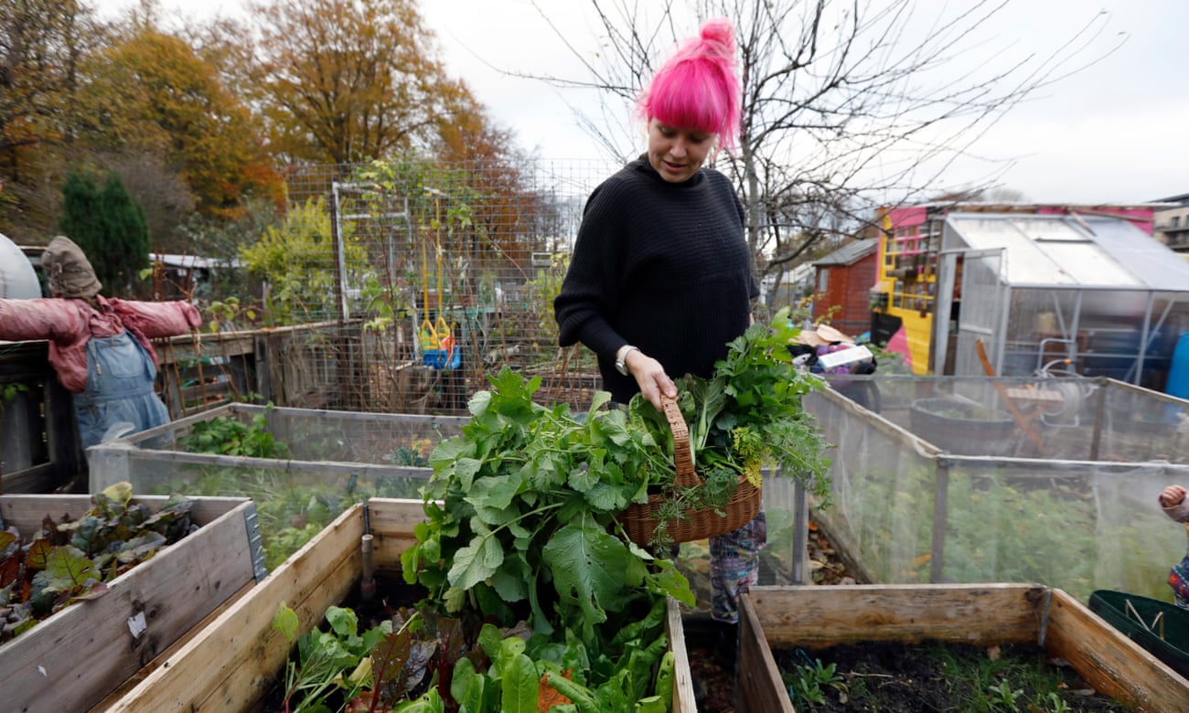 Jen Anderson on her allotment in Pollok Park, Glasgow.