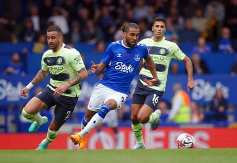 Everton v Manchester City: Premier League – live | Premier League 1 Dominic Calvert-Lewin breaks clear for Everton.
