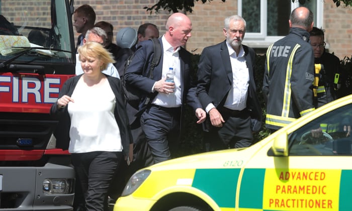 Jeremy Corbyn visits the scene of the Grenfell Tower fire