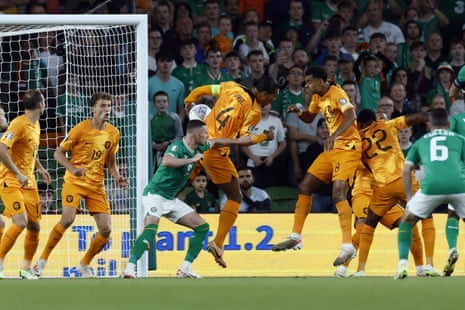 Republic of Ireland v Netherlands: Euro 2024 qualifier – live | Euro 2024 qualifying 8 Virgil van Dijk of Holland commits a handball.
