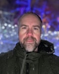 John Johnson, 42, outside in the snow
