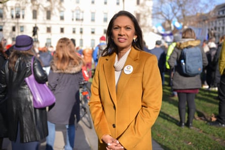 Miller at a protest against the Elections bill in 2022.