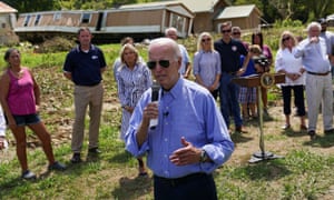 Joe Biden visiting eastern Kentucky to meet families affected by recent flooding. Photograph: Kevin Lamarque /Reuters