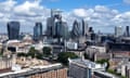 glass and steel skyscrapers clustered in the City of London financial district